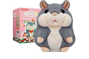 TWORIVER Toddler Toys Talking Hamster Repeats What You Say,Toys for 2 3 4 5 6 7 8 13 Year Old Girl Boy Christmas Birthday Gifts Ideas,Stocking Stuffers' for Kids Cute Stuff Gray Stuffed Animals Plush