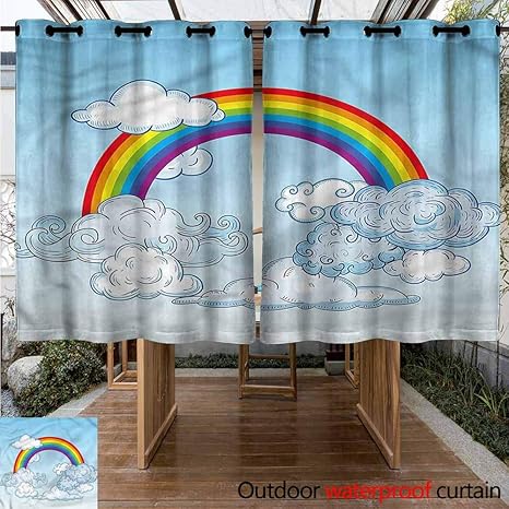 Amazon Com Outdoor Blackout Curtain Kids Rainbow Sky Playroom