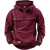 Herberton Men Tactical Hoodies Quarter Zip Long Sleeve Hooded Sweatshirts with Pockets (S-XXL)