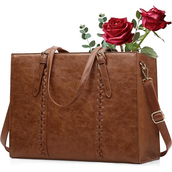 SUCIKORIO Teacher Tote Bag - 17 Inch PU Leather Laptop Briefcase For Work, Nursing, School (Professional Work Bag) - View #2