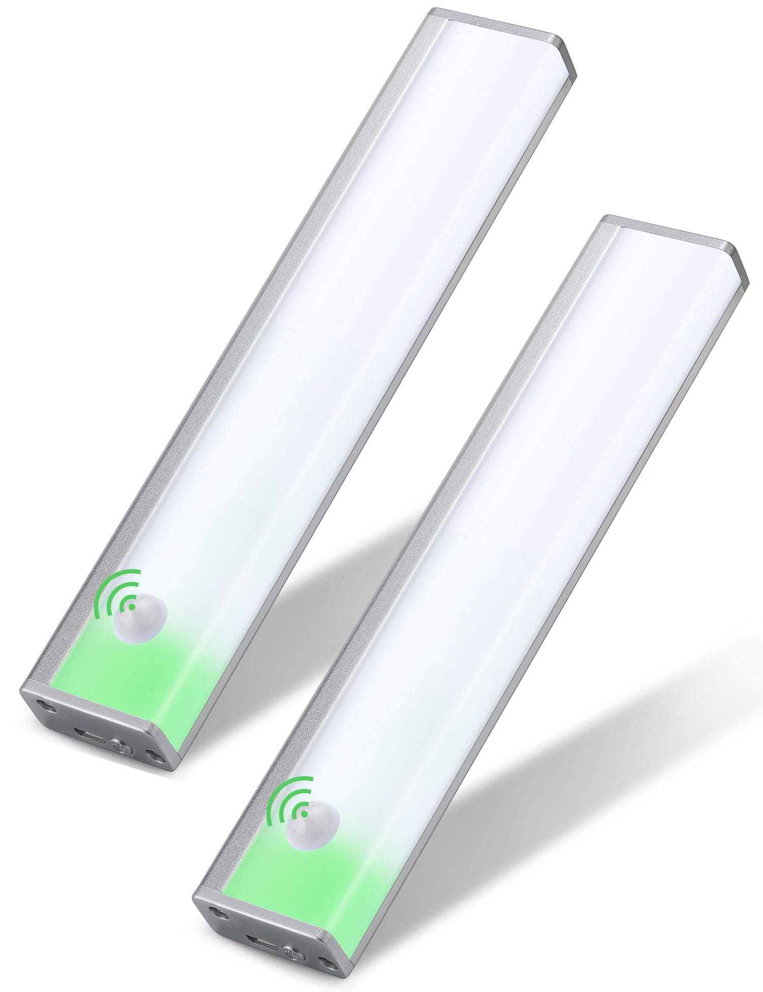 Joyzy 2 Pack Automatic Wardrobe Lights,24 LED Wireless Under Cupboard Light, Two Modes Motion Kitchen Cabinet Lighting, Rechargeable Lights with Eye-Protection DesignCloset Lighting(20cm, Two Pack)