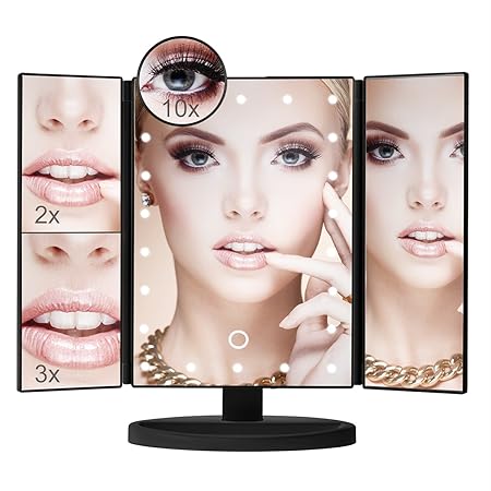 Aiskki Kosmetikspiegel LED Schminkspiegel mit Licht Make Up Spiegel mit Beleuchtung 10X-Vergrößerungsspiegel Beleuchtet für S