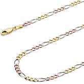 Wellingsale 14K Solid Gold Figaro Chains (Select Options)