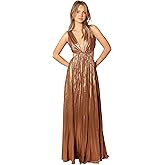 Petal & Pup Womens Shania Pleated Maxi Dress - Bronze