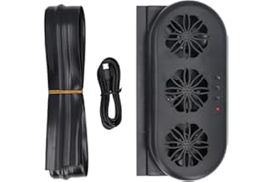 CHEOTIME Car Exhaust Fan, USB Powered 3 Fans Car Front/Rear Window Air Vent Exhaust Fan Car Radiator Vent with Ventilation Black Cooler Ventilation System