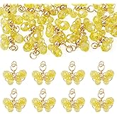 Cheriswelry 20pcs Butterfly Glass Pendants Crystal Faceted Bead Charms Dangle Earring Charms Ornament Decorative Charm for DIY Craft Bracelet Necklace Jewelry Making