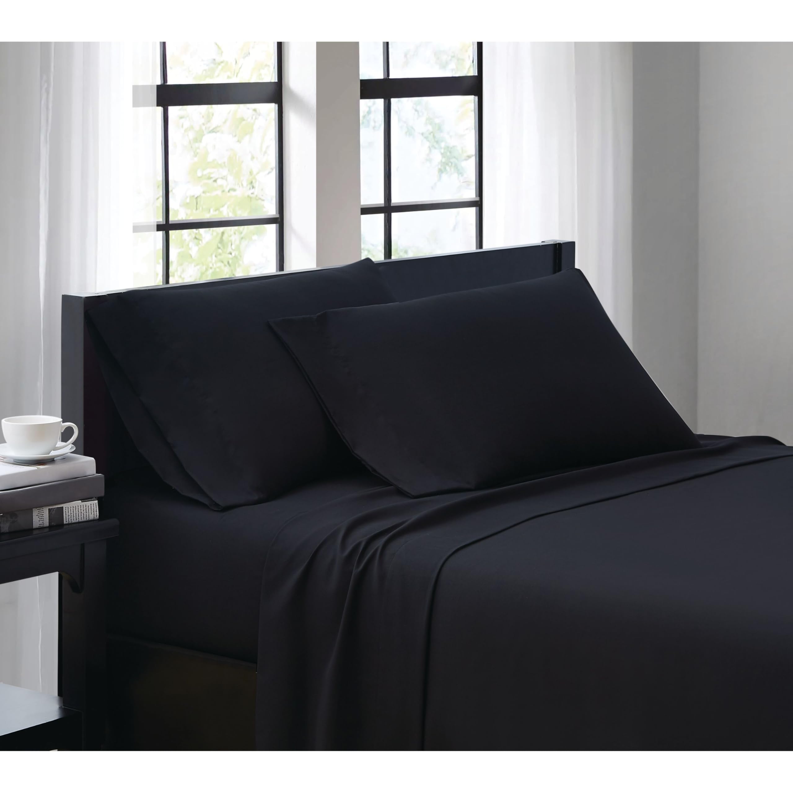 TRULY SOFT Everyday Sheet Set, Microfiber, Black, Queen