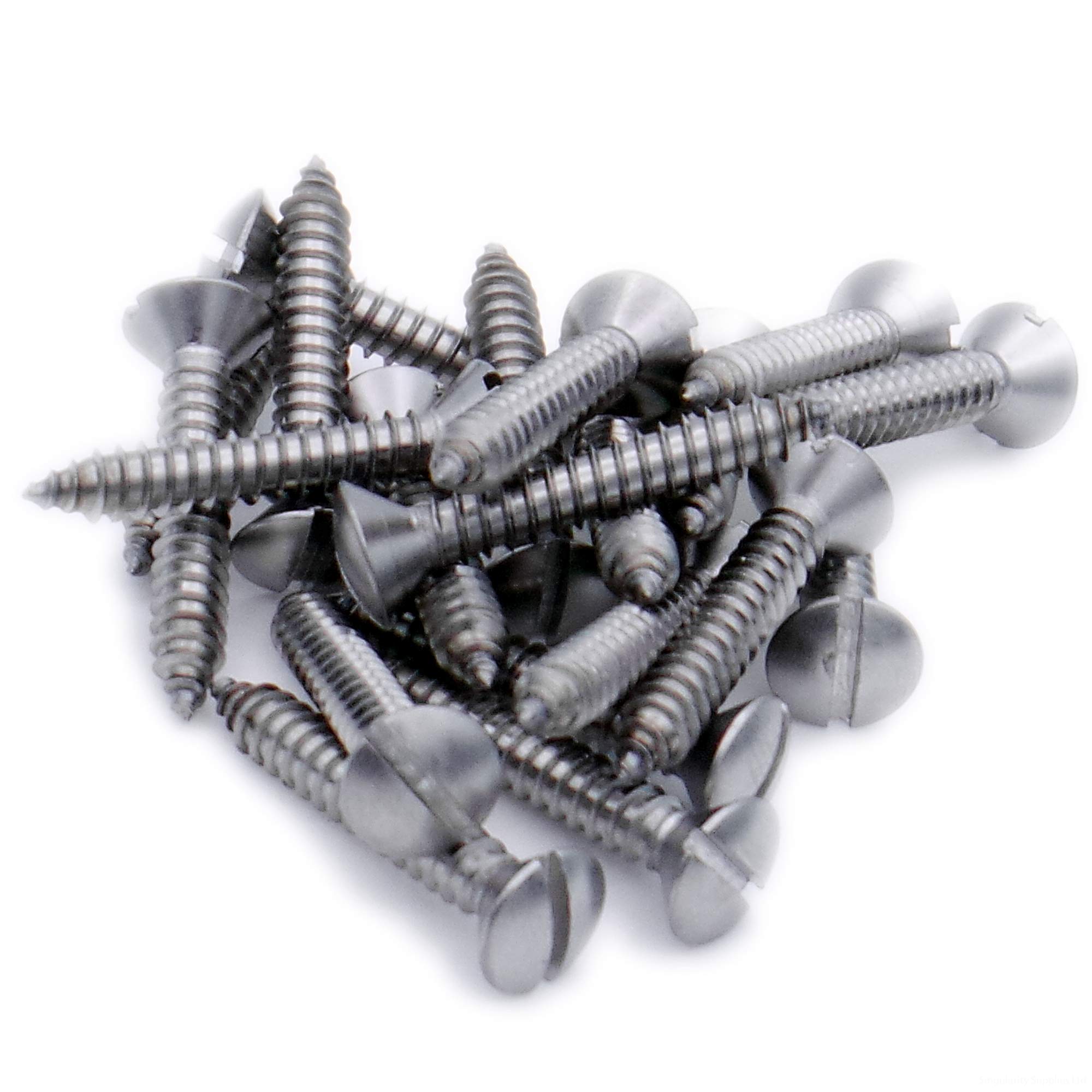 No.10 x 2.5 (4.8mm x 60mm) Slot Raised Countersunk Self-Tapping Screw - Stainless Steel (A2) (Pack of 20)