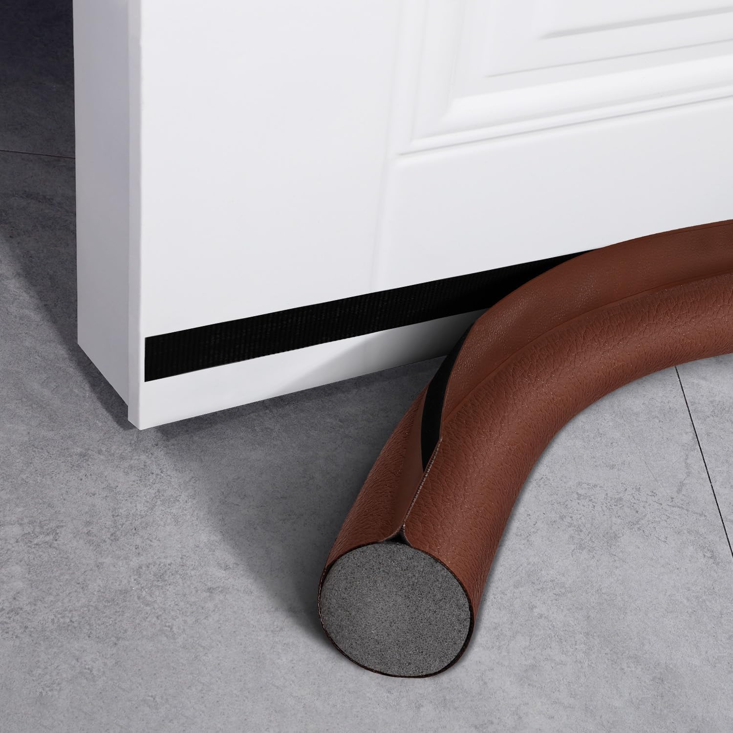 Draft Stoppers - 2 Pack Door Draft Stopper - 37 Inch One-Sided Under Door Draft Blockers - Soundproof, Dust, and Cold Air Stopper - Door Draft Stoppers for Bottom of Door, Fits Interior and Exterior Doors（Brown）