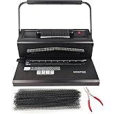 HOUYEE Spiral Coil Binding Machine with 100 Pack 3/8"(10mm) Coils &amp; Pliers | 4:1 Pitch, 20 Sheet Punch Capacity, Quick Electric Coil Insert, 46 Disengaging Pins, Adjustable Margin,Fit Letter Size/A4/A5