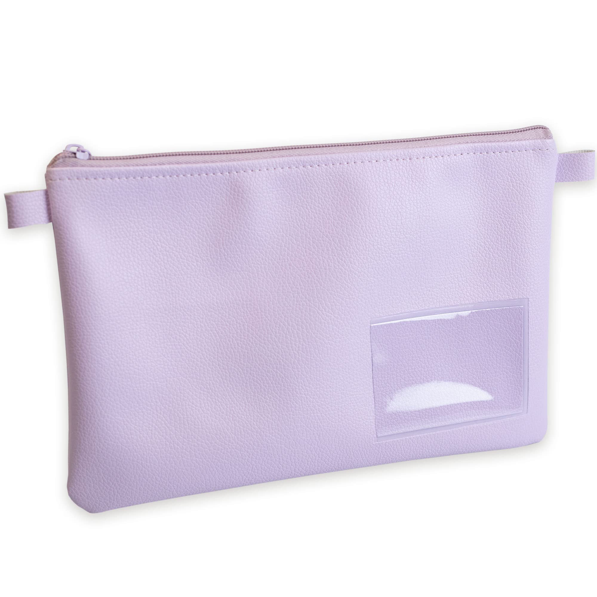 effektivo Coloured Bank Bag with Zip and Window, Faux Leather, Purple, Pink, Suitable for Documents up to DIN A5