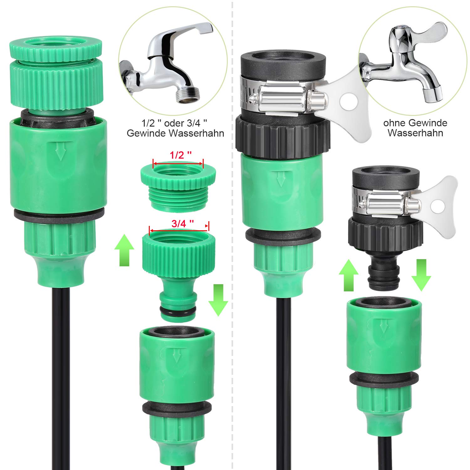 Cookan Bewässerungssystem - 15m Automatische Gartenbewässerung Tropfbewässerung und Sprinkler Bewässerung DIY Kit für Garten/Balkon / Topfpflanze/Terrasse