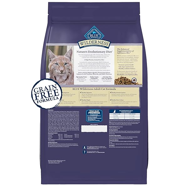 BLUE BUFFALO WILDERNESS NATURE’S EVOLUTIONARY DIET HIGH-PROTEIN, GRAIN-FREE NATURAL DRY FOOD FOR ADULT CATS, CHICKEN, 9.5-LB BAG