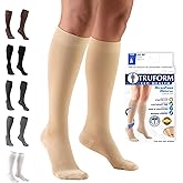 Truform 20-30 mmHg Compression Stockings for Men and Women, Knee High Length, Closed Toe, Beige, Medium