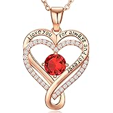 Infinity Love Heart Birthstone Necklace for Women Wife, S925 Sterling Silver Anniversary for Women Wife Birthday Gift for Her Girlfriend Mom Daughters, I Love You Women's Jewelry 18k Rose Gold Filled