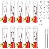 10 Pack Small Hummingbird Feeder for Outdoors Mini Hummingbird Feeders with S Hook Cleaning Brush Plastic Single Hummingbird Feeders for Outdoors Window Hanging