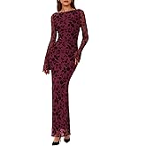 PRETTYGARDEN Women's Floral Bodycon Maxi Dress 2026 Spring Elegant Mesh Long Sleeve Formal Wedding Guest Cocktail Dresses