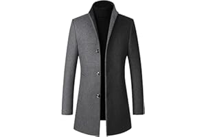 WENKOMG1 Men Winter Slim Coat,Trench Lapel Long Jacket Double Breasted Coat Soft Elegant windbreaker