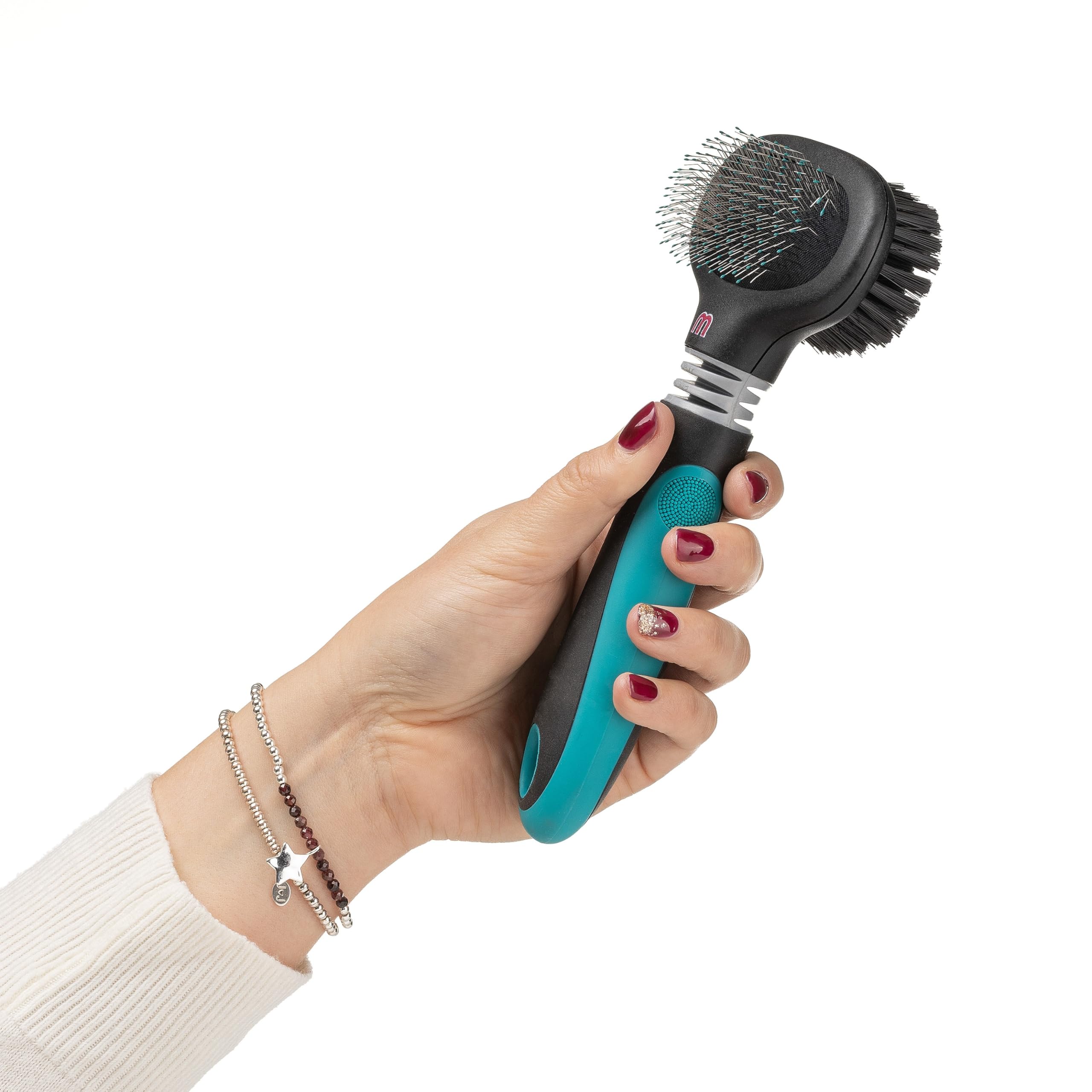 Mikki Dog, Cat Dual Slicker Brush Remove Knot, Tangle -2 sided -Nylon and Ball Pin for Small-Med Pets