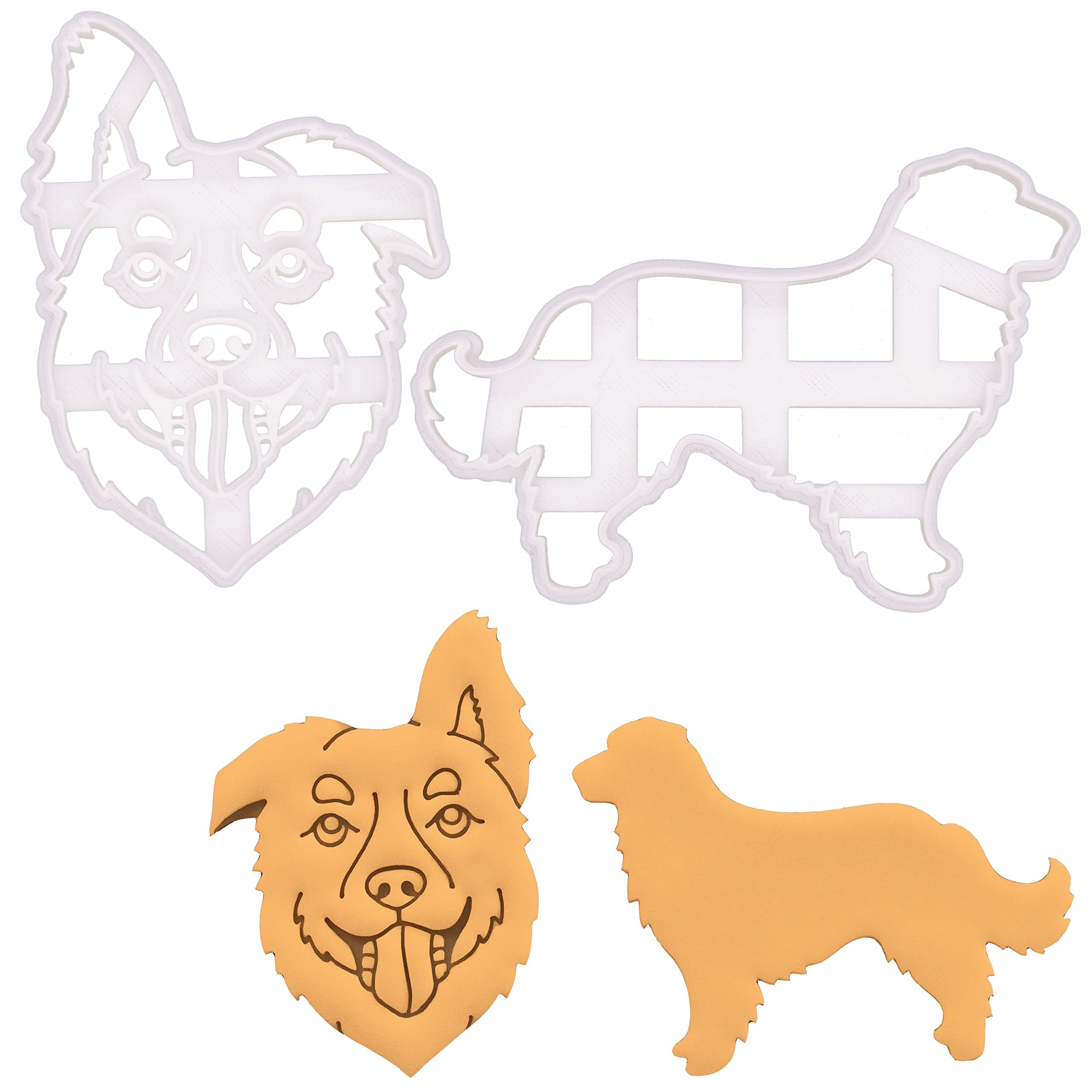 BAKERLOGY Set of 2 Australian Shepherd Cookie Cutters - Detailed Biscuit Cutter Design for Baking and Crafts, Ideal on Fondant, Dough, Clay