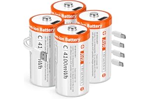 TEMIBATT Rechargeable C Batteries 4 Pack-Li-ion 1.5 V C Battery, High Capacity for Toys, Flashlights, Remote Controls