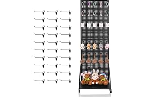 VEVOR Standing Pegboard Display with Base Plate, 23.7 x 66 in Pegboard Display Stand with Casters and 30 Hooks, Thickened Col