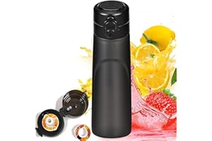 MOZIGENA Flavourit Compatible with Water Bottle pod Set Pack, Compatible with Bottle Flavour Pods, Flavored Fruit Taste Pods Bottle, 0 Sugar, 0 Calorie For Fitness Outdoor School (Black Cup+7 Flavors)