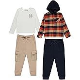 STITCH & STONE Boys 4 Pack Wardrobe Set Hoodie, Graphic Tee & 2 Joggers Soft Cotton Fleece, Sizes 4 to 14