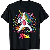 Aria Personalised Name Unicorn Girl Gift T-Shirt