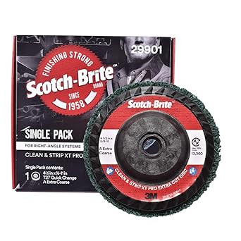 Scotch Brite Clean And Strip Xt Pro Extra Cut Disc Tn Quick Change Heavy Duty Metal Stripper Disc Extra Coarse Grit Aluminum Oxide 4 5 X 5 8 11 Thread Amazon Com Industrial Scientific
