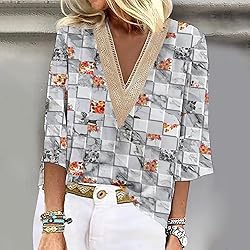 Tops for Women 2023 3/4 Length Sleeve Tops Trendy