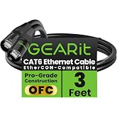 GEARit Shielded CAT6 Ethercon Cable (3 Feet) Professional Audio &amp; Lighting RJ45 EtherCON-Compatible Cable for Studio, Stage, Concerts - 3ft Black