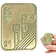 JUDIXY Fidget Toys, Poker Fidget Slider, Glow in Dark Metal Fidget Push Card, Fidget Toys for Adults Teens, Relieve Stress Anxiety ADHD, Gift for Boyfriend, Husband and Father (Golden K)
