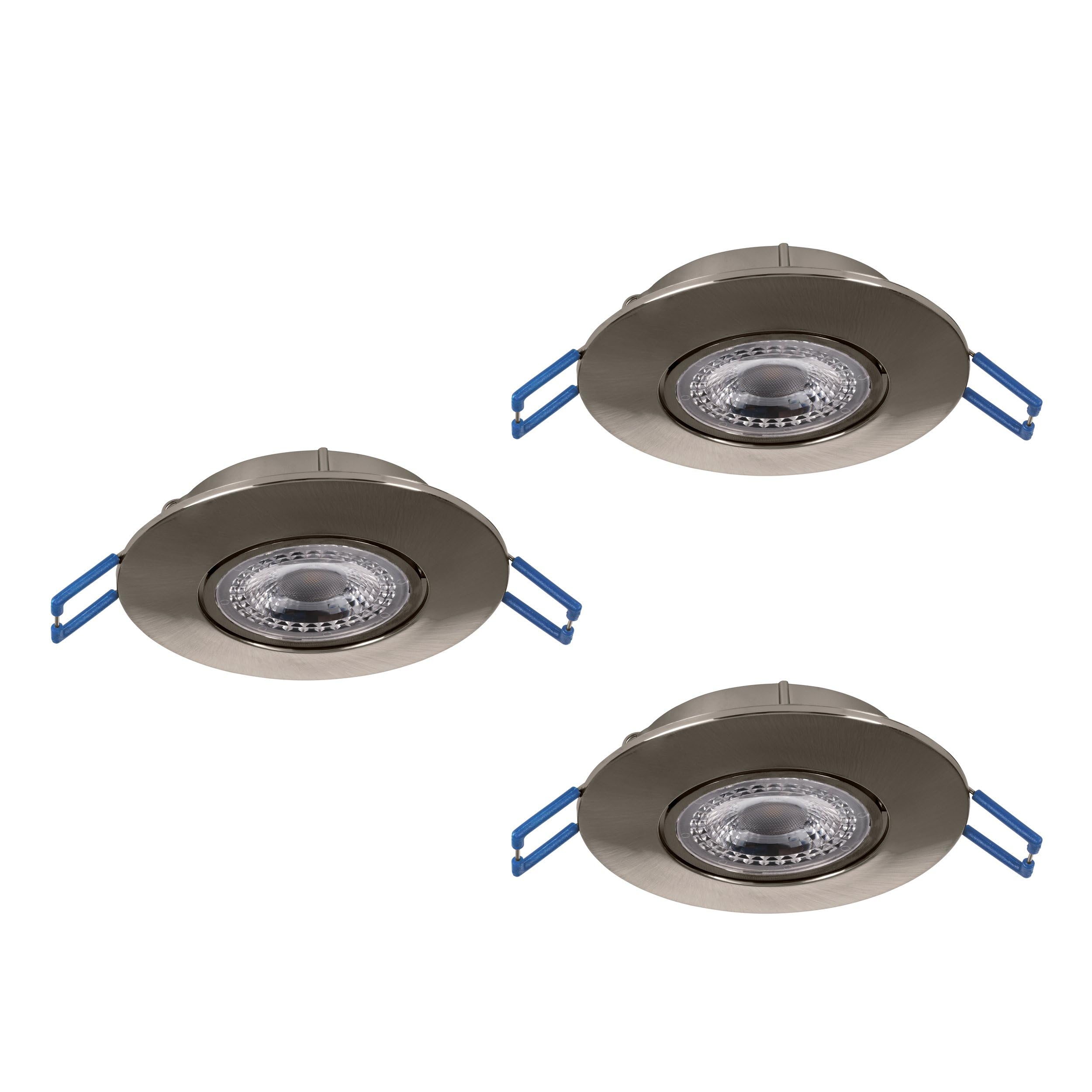 Eglo Set of 3 recessed LED Lamps Zujar, Ceiling spotlights Made of Plastic in matt Nickel, wall spot Lights, Warm White, Ø 8.5