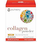 Youtheory Collagen Powder - Hydrolyzed Collagen Peptides with Vitamin C - Supports Healthy Bones, Joints & Immune System* - Vanilla - 21 Packets (21-Day Supply)