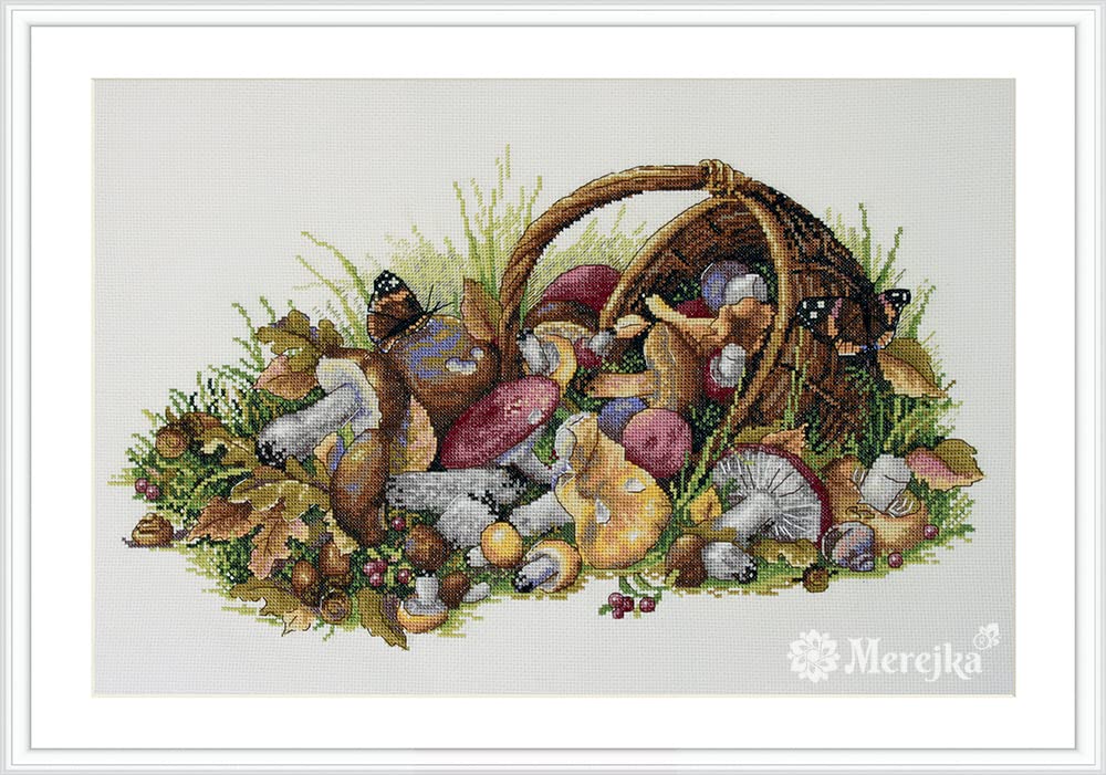 Merejka K-127 Mushroom Counted Cross Stitch Kit, Cotton, Multi-Colour, 40 x 23 cm