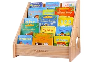 TUEGEGNS Toddler Bookshelf for Kids,Organize Your Little One's Reading Adventure with Our Natural Wood Kids Bookshelf - Perfe