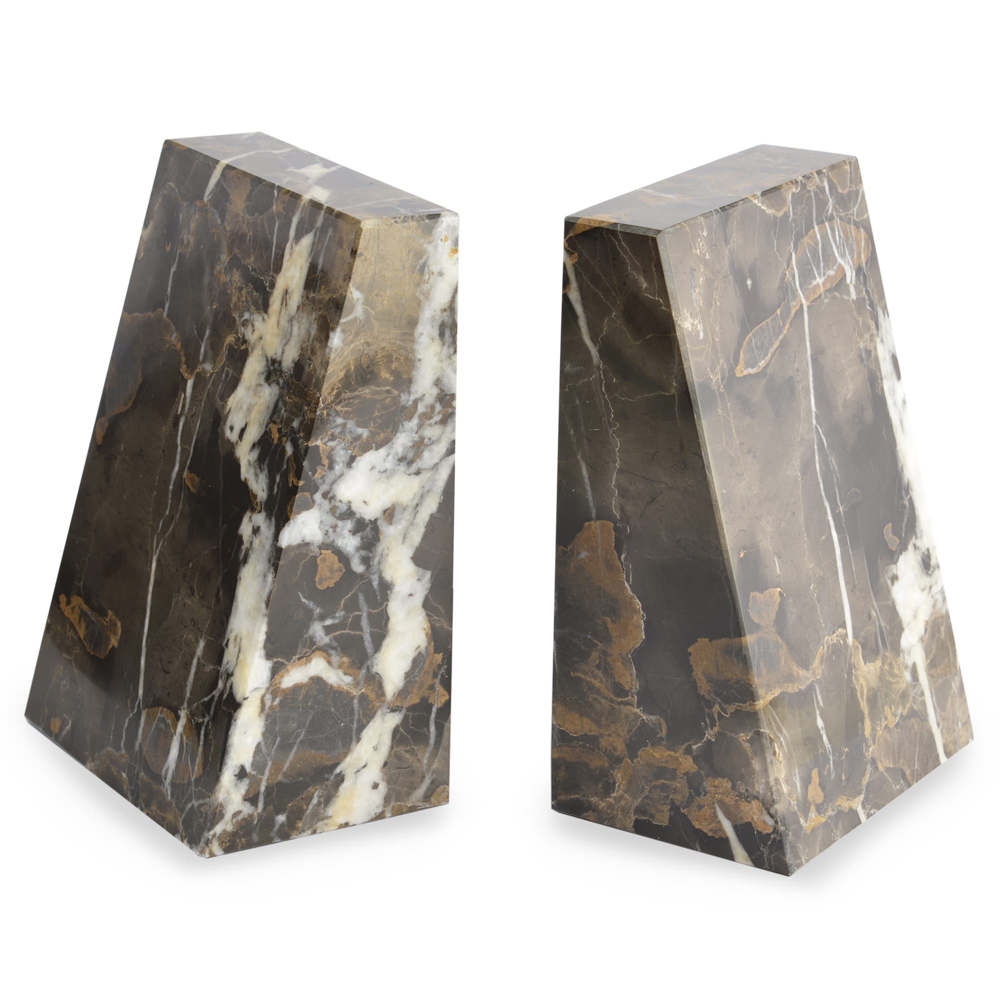 Himalayan Marble Black & Gold Wedge Bookends