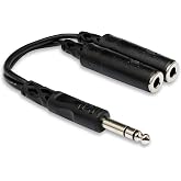 Hosa YPP-118 Y Cable, 1/4 Inch TRS to Dual 1/4 Inch TRSF