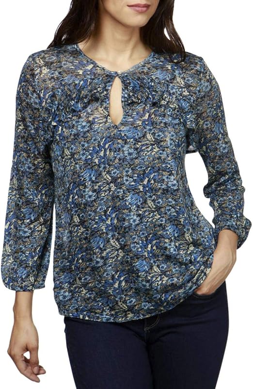Lucky Brand Women's Floral Ruffle Top, Multi, Small at Amazon Women’s