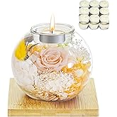 Birthday Gifts for Women Preserved Flowers in Glass Dome with Scented Candles Preserved Rose Gifts for Mom Wife Girlfriend Eternal Flowers for Her on Christmas,Mother’s Day,Valentine’s Day Champagne
