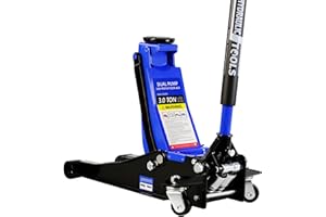 HENF 3 Ton Low Profile Floor Jack, Professional Low Profile Hydraulic Jack, Heavy Duty Steel Racing Floor Jack with Dual Piston Quick Lift Pump, 3 Ton (6,600 lb) Capacity, Lift Range 3.3"-18.5"