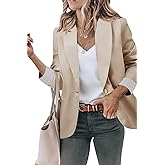 Genhoo Blazer Jackets for Women Open Front Long Sleeve Work Office Casual Blazers with Pockets S-2XL