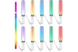Lewtemi 6 Pcs 15 Color Lightstick Concert K-pop Glow Sticks LED Stick Reusable 2 Modes Multicolor Idol Concert Flashing Lightsticks Hip-hop Gift Glow in The Dark Party Favor