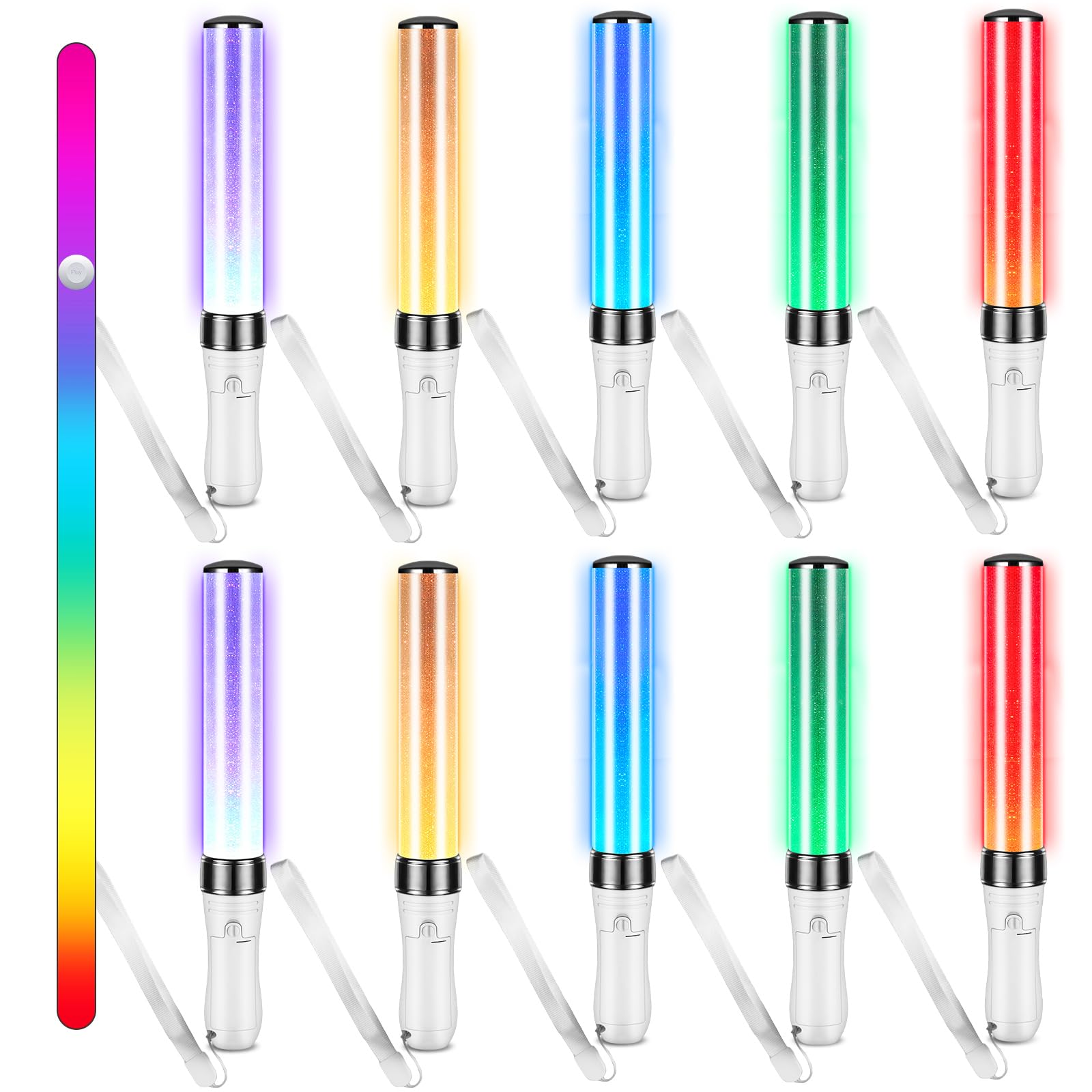 Photo 1 of Lewtemi 6 Pcs 15 Color K-pop Concert Lightstick Reusable 2 Lighting Modes Multicolor Idol Concert LED Flashing Bright Glow Lightsticks Hiphop Fans Gift Glow in The Dark Party Favor Supplies (9.8 Inch)