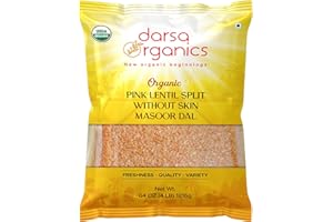 Darsa Organics Red Lentils Masoor Dal - 4 lb USDA Certified Organic, Non-GMO, Gluten-Free, Whole & Split Pink Lentils, Chemical-Free, Rich in Protein and Fiber, Easy to Cook
