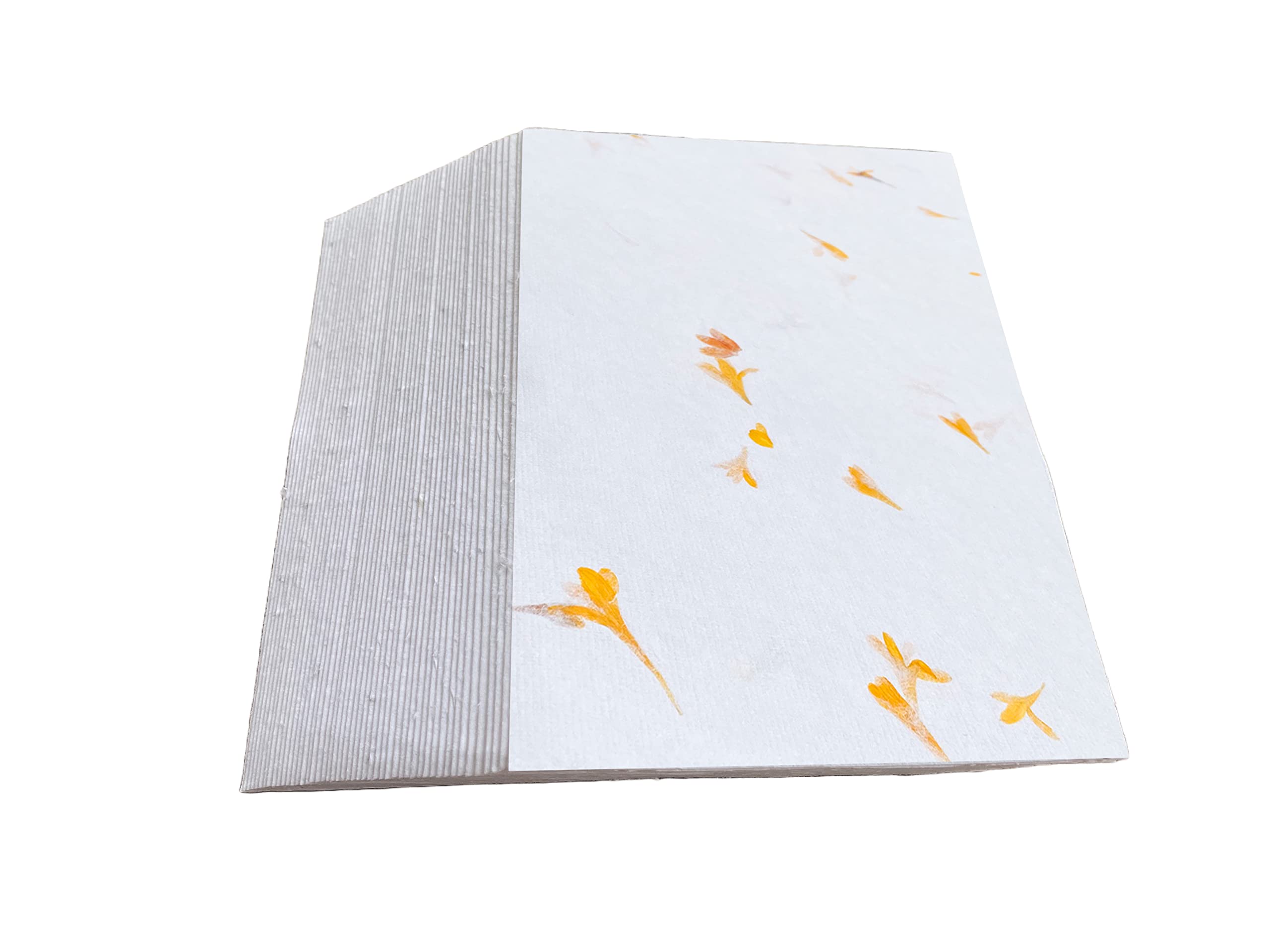 Wanderings Handmade White Paper Cards with Real Embedded Flower Petals - 10.5x15 cm - Package of 50 - Paper for Cards for Announcements Invitations Crafts - Thick 150 GSM