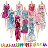Yomon 10 PCS Fashion Clothes Dress Outfit with 10 Pairs Shoes Accessories for Barbie Doll - Random Style