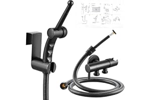 CREA Handheld Bidet Sprayer for Toilet - Adjustable Jet Toilet Bidet Attachment with Hose for Feminine Wash & Cloth Diaper Sprayer Set - Stainless Steel Black