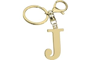 SUWEIBUKE Stainless Steel Gold Letter A-Z Keychain for Women Men, Initial Letter Pendant with Key Ring, Charms for Key Backpack Bag